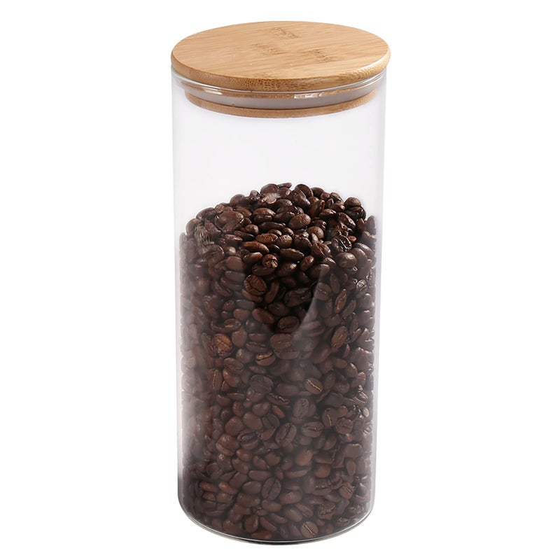 77L Glass Coffee Bean Container, 52.36 FL OZ (1550 ML), [Thickened Version] 77L Glass Food Storage Jar with Airtight Seal Bamboo Lid - Clear Food Storage Canister for Serving Tea, Coffee, Spice and More - Image 1